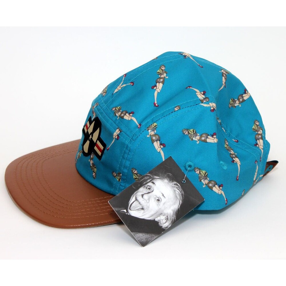 NWT MANHATTAN PROJECT ATOMIC Pinup Girl Blue w/ Brown Bill Baseball Cap One Size